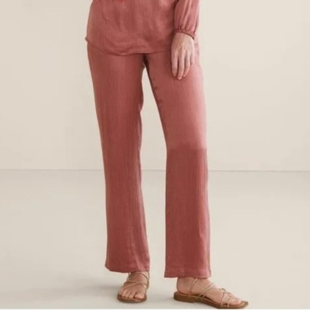 NWT Soft Surroundings Marsala Straight-Leg Full Length Pants Size L